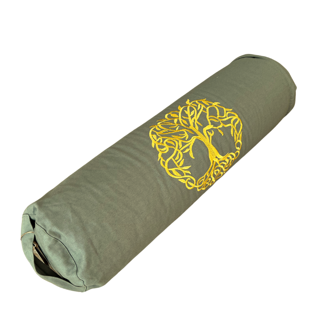 Grøn yoga bolster m. livets træ - Yoga & Yogini