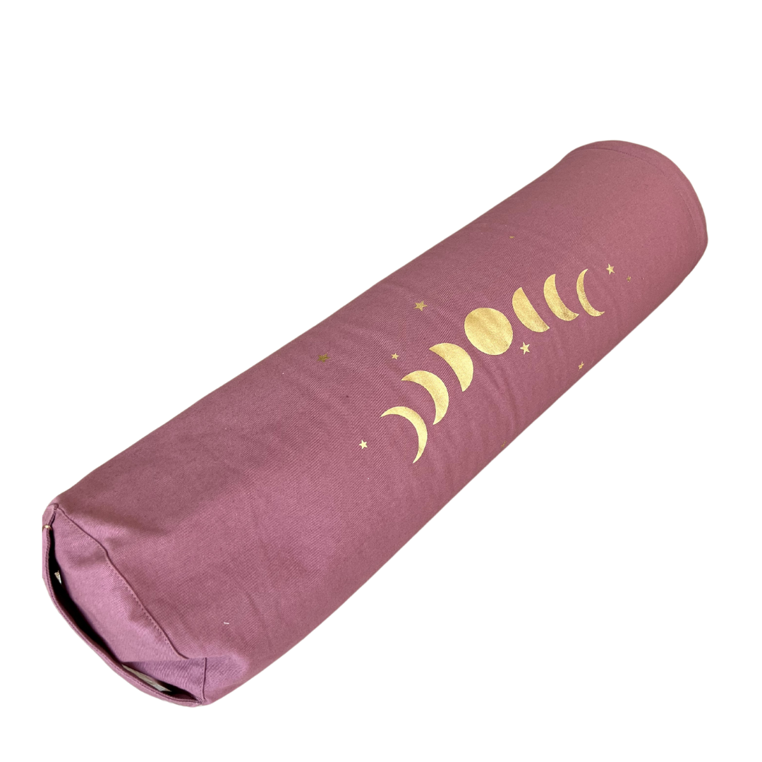 Støvet rosa yoga bolster m. månefaserne - Yoga & Yogini